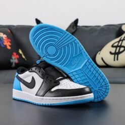 Alternative view of Air Jordan 1 Retro Low OG “UNC / Dark Powder Blue”