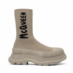 Alexander McQueen Tread Slick Sock Boot – Beige / Black Logo