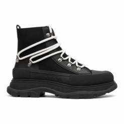 Alexander McQueen Tread Slick Lace-Up Boot – Black / White Lace.