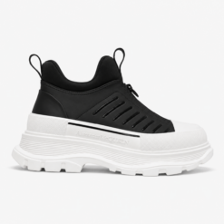 Alexander McQueen Tread Slick Moto Low Top Sneaker Black White