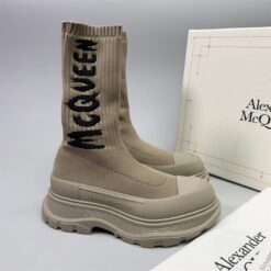 Alternative view of Alexander McQueen Tread Slick Sock Boot – Beige / Black Logo
