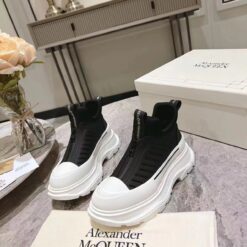 Alternative view of Alexander McQueen Tread Slick Moto Low Top Sneaker Black White